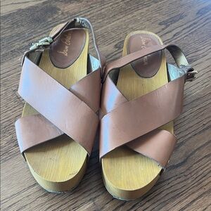 Sam Edelman Tan Leather Platform Sandals